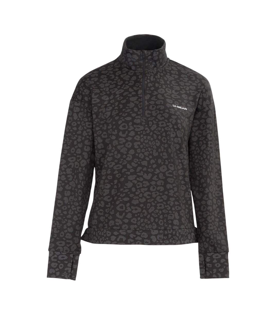 Womens/ladies Half Zip Sweatshirt Black LA Gear-1