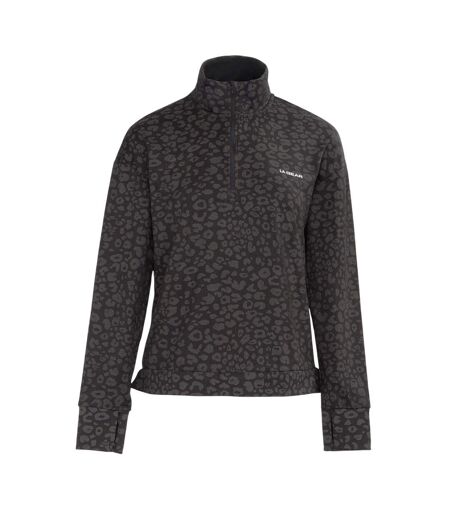Womens/ladies Half Zip Sweatshirt Black LA Gear