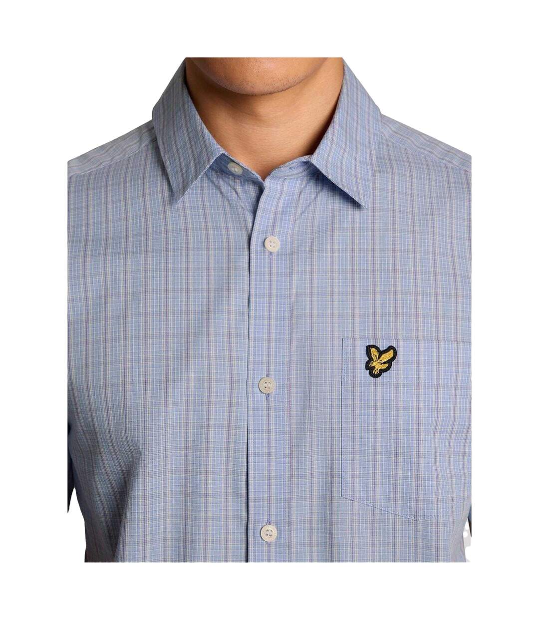 Chemise Manches Courtes Motif/style À Carreaux Homme Bleu Clair À Carreaux Lyle & Scott-4
