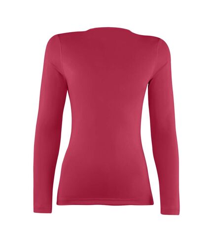 T-shirt base layer à manches longues femme rouge Rhino