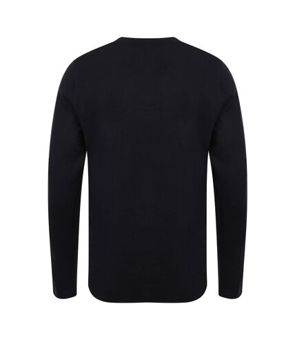 Henbury Mens Cotton Acrylic V Neck Sweatshirt (Black)