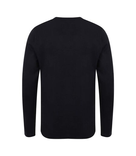 Henbury Mens Cotton Acrylic V Neck Sweatshirt (Black)
