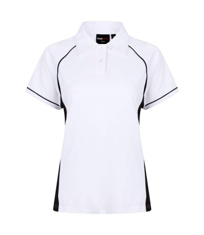 Finden & Hales Womens Coolplus Piped Sports Polo Shirt (White/Black/Black)
