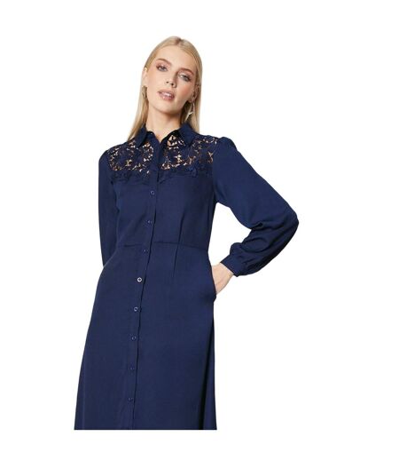 Principles Womens/Ladies Lace Detail Button-Down Midi Dress (Navy) - UTDH6682