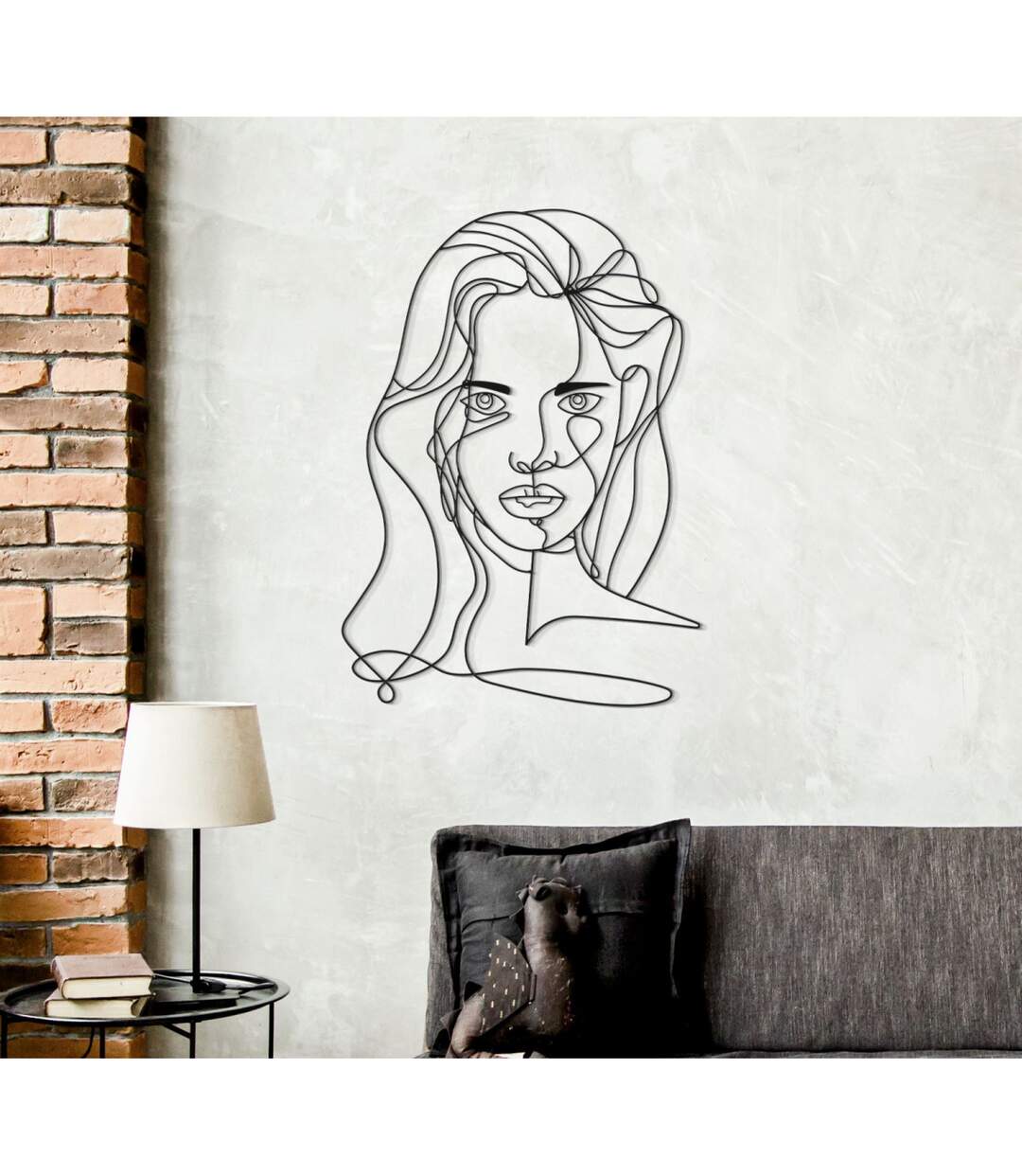 Décoration Murale en Métal Visage 80cm Noir-5