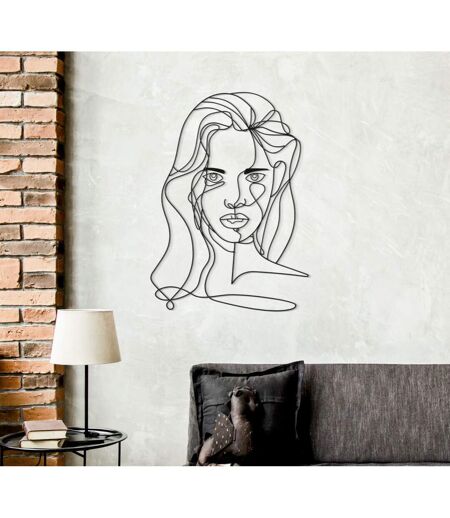 Décoration Murale en Métal Visage 80cm Noir