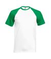 Fruit Of The Loom Mens Short Sleeve Baseball T-Shirt (White/Kelly Green) - UTBC327