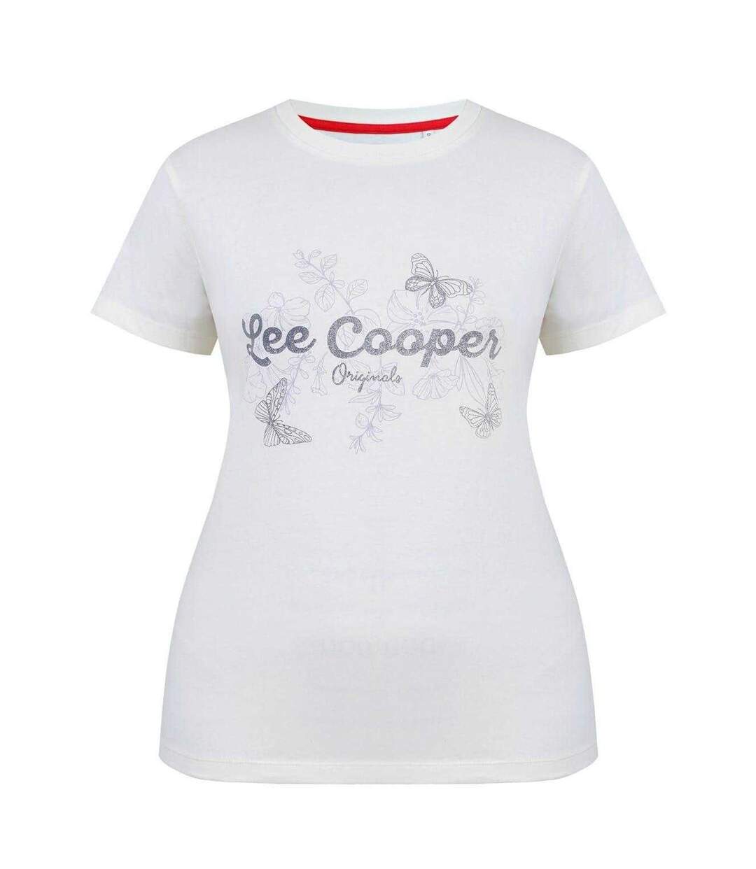 Womens/ladies Classic T-shirt Cream Lee Cooper-1
