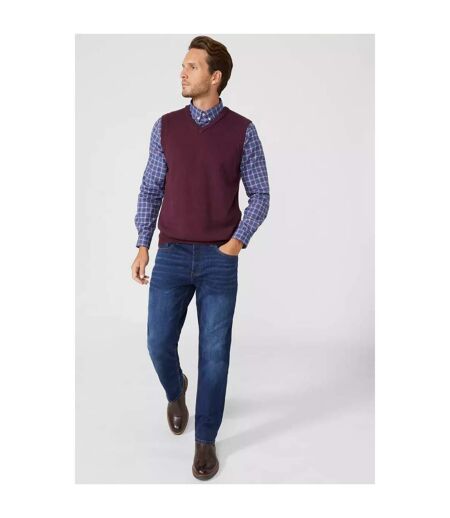 Mens premium cotton knitted sweater vest burgundy Maine