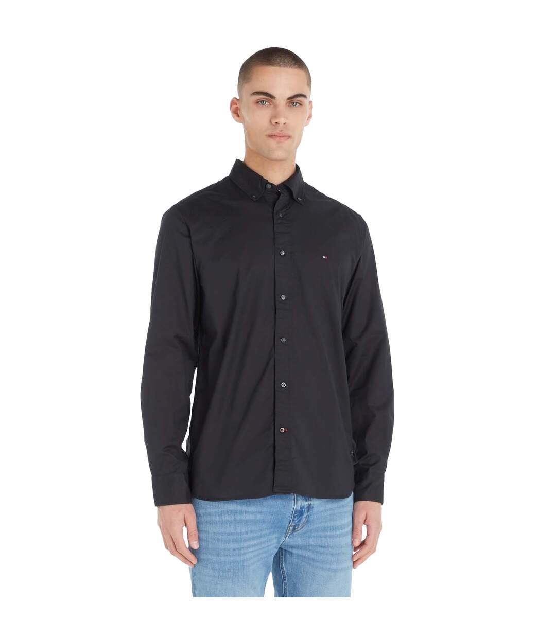 Mens Core Flex Poplin Shirt Black Tommy Hilfiger-1