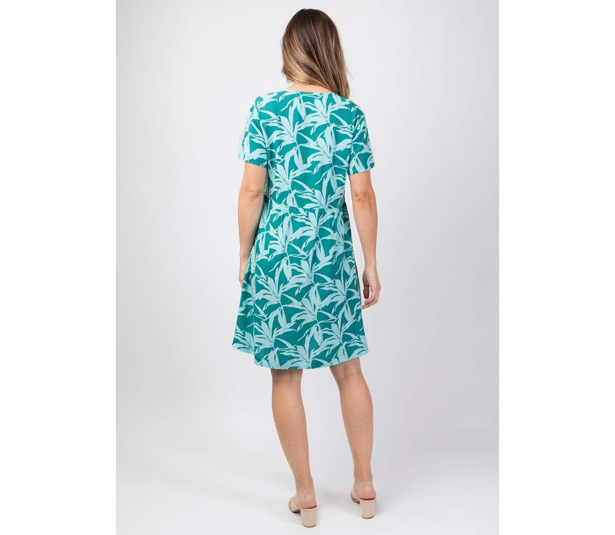 Robe courte de plage MAJA motif bleu turquoise Coton Du Monde-4