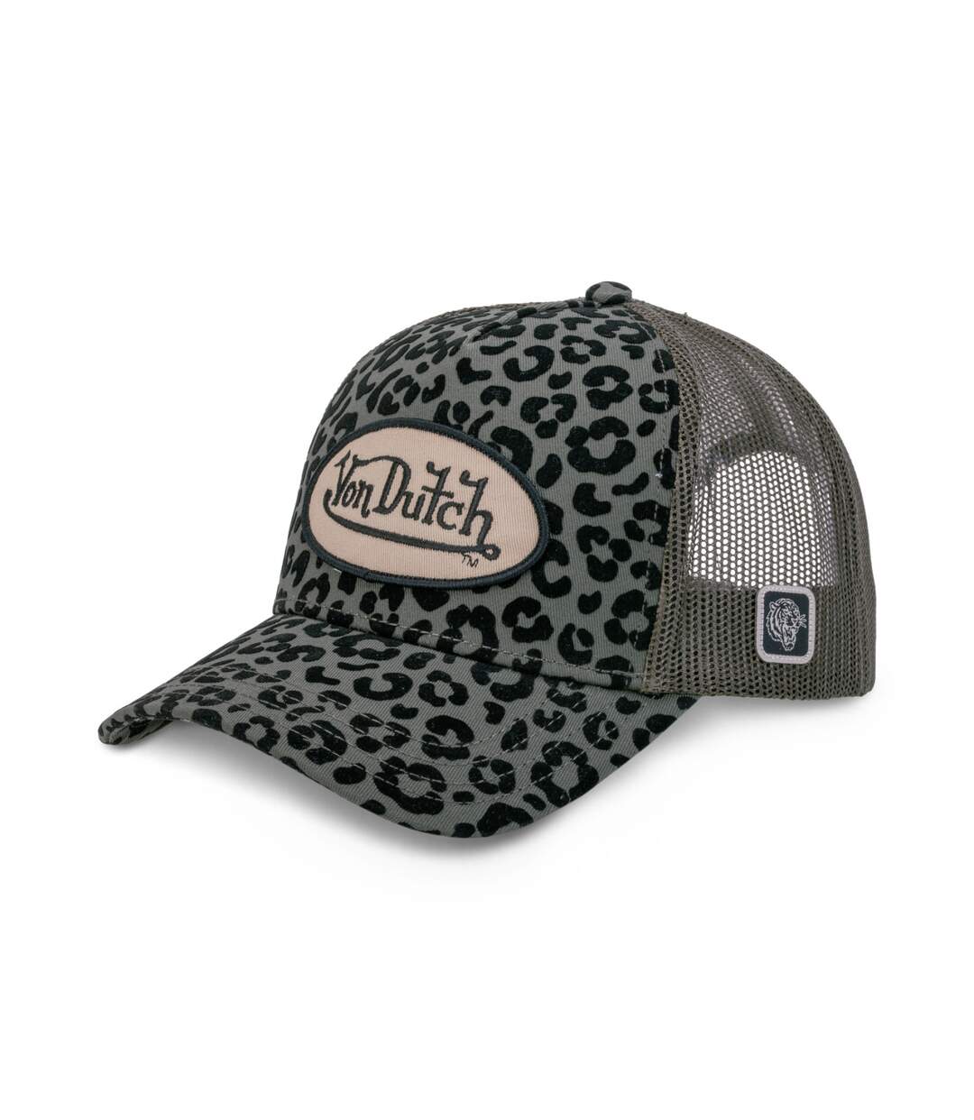 Casquette baseball Velvet avec print et broderie Leopard Kaki Vondutch-1