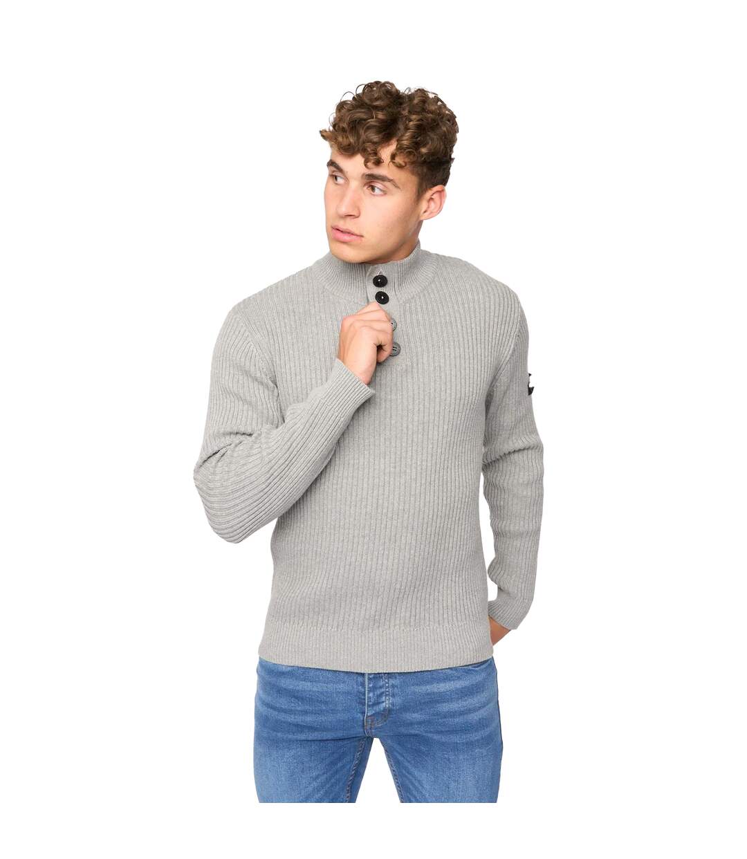 Pull wellburys homme gris chiné Crosshatch