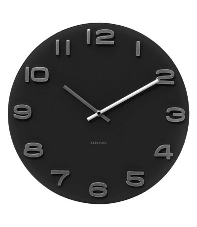 Horloge ronde vintage en verre 35 cm Noir
