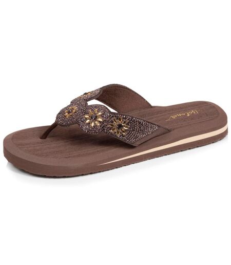 Isotoner Tongs femme très confortables, dessus sophistiqué