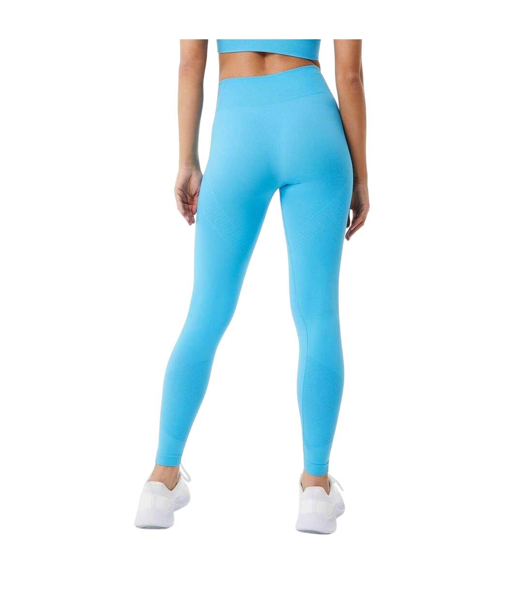 Womens/ladies Seamless High Rise Leggings Aqua USA Pro-3
