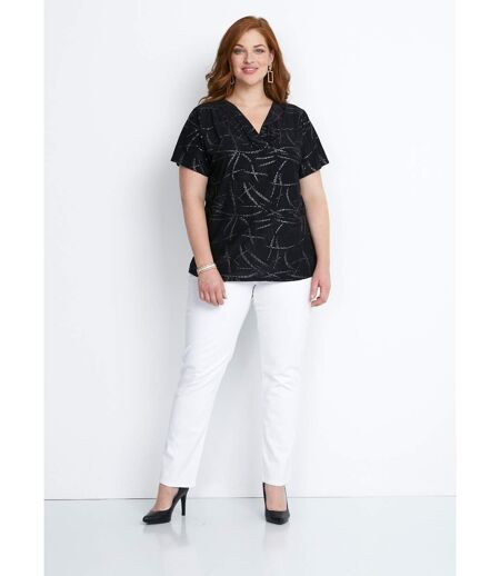 T-shirt court col croisé brillant