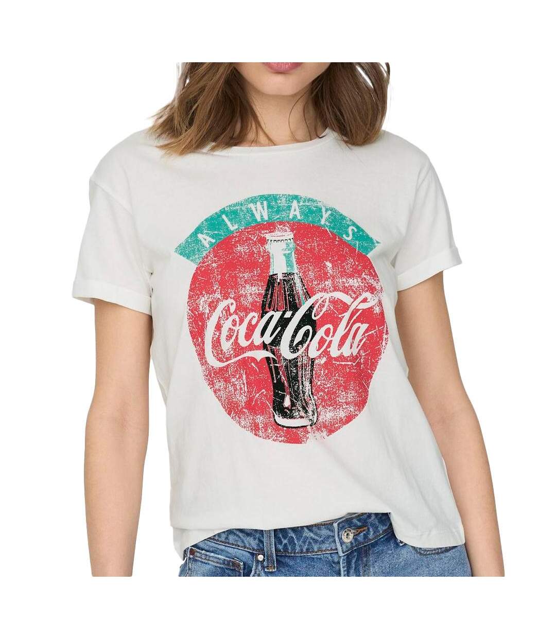 T-shirts blanc femme jdy license print - l-1