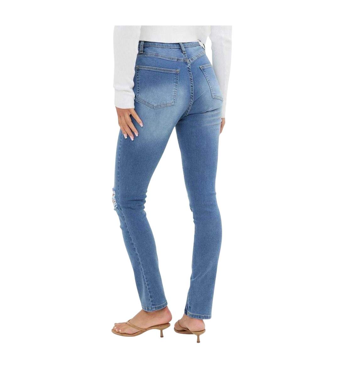 Womens/ladies High Waist Skinny Jeans Mid Blue I Saw It First-3