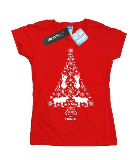 Disney Femme/Les femmes - T-shirt en coton avec arbre de Noël Frozen (Rouge) - UTBI21924