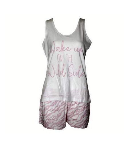 Forever Dreaming Womens/Ladies Wild Side Short Pyjama Set (White/ Pink)