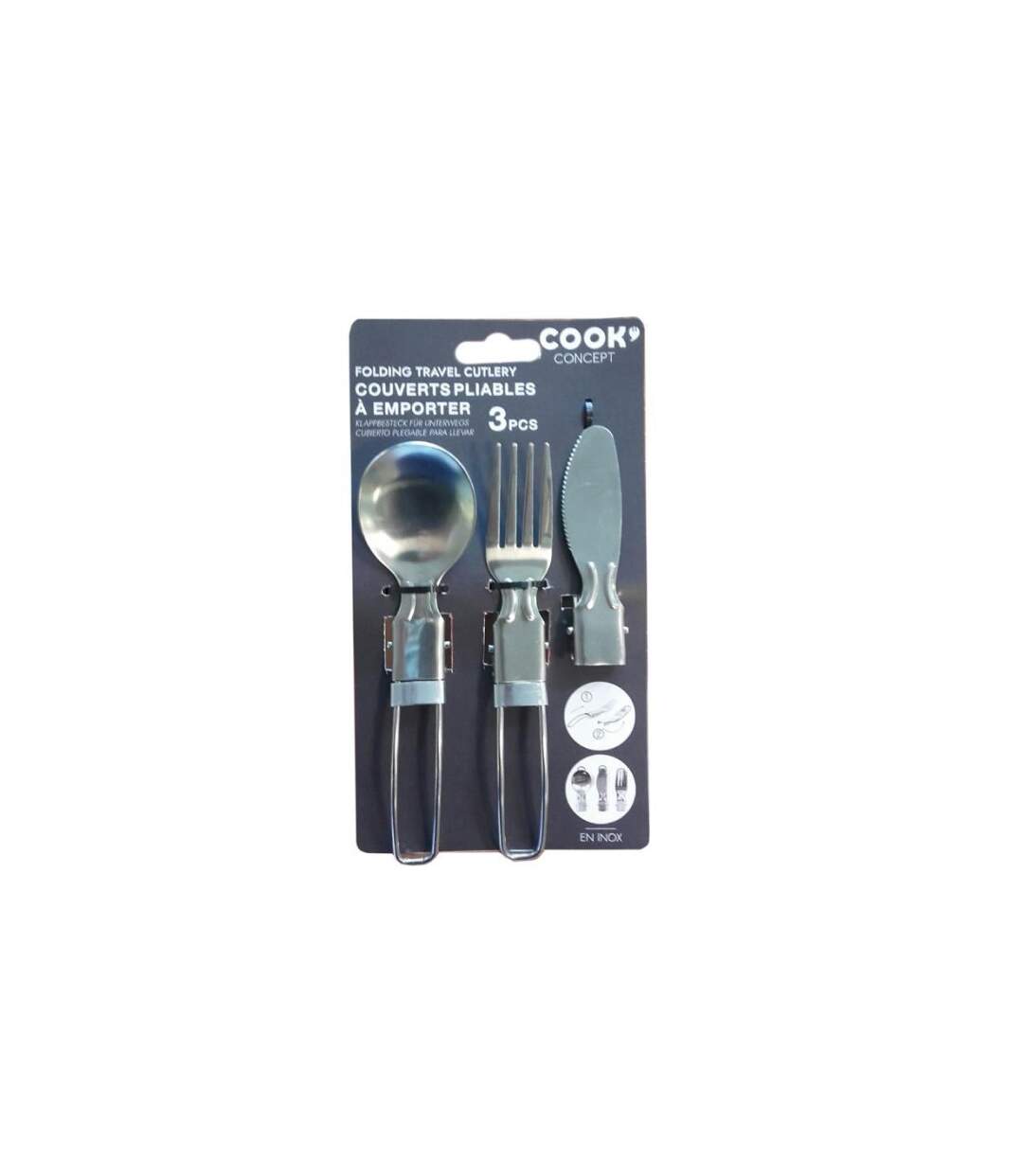 Couverts Pliables Facile à Emporter 8cm Argent-3