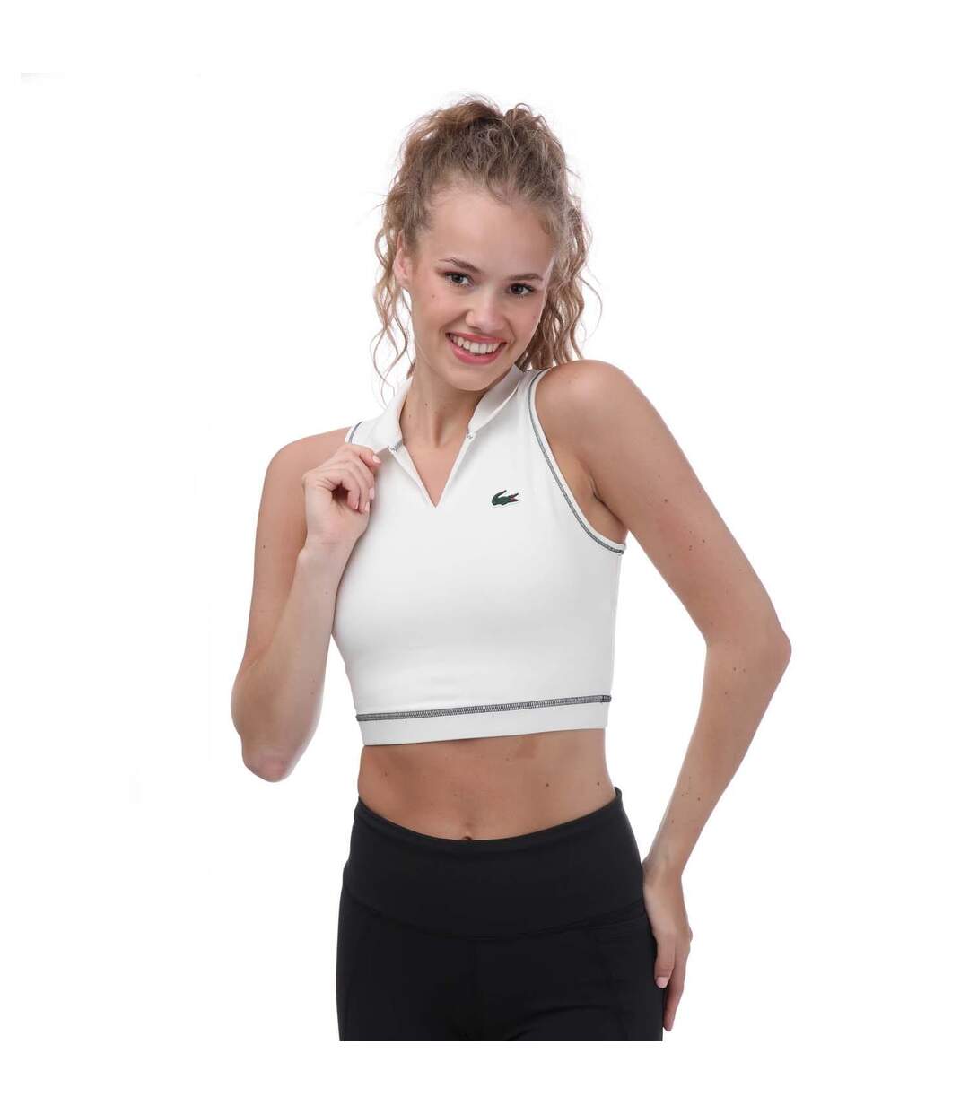 Brassière de sport femme blanc Lacoste-3