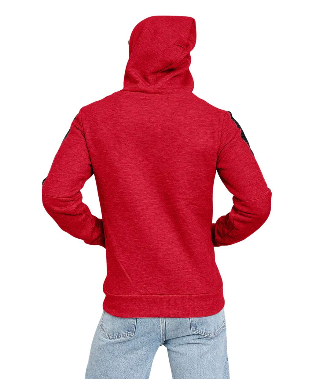 Sweat à  capuche rouge pour homme avec imprimé stylé, parfait pour afficher votre style décontracté-2