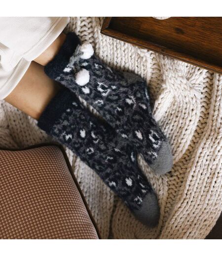 1 Pair Ladies Sherpa Lined Grip Socks - Warm Fluffy Cosy Non-Slip Comfort