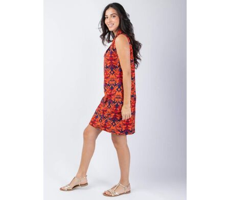 Robe courte sans manches ANHA imprimé ethnique chatoyant Coton Du Monde