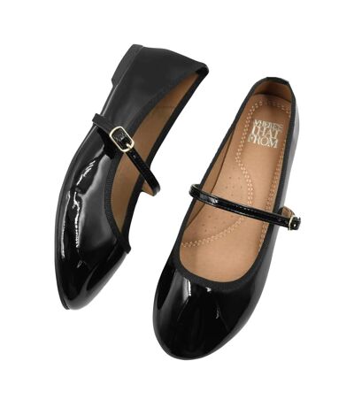 Where´s That From Womens/ladies Josie Straps Wide Ballerina Flats Black Where's That From