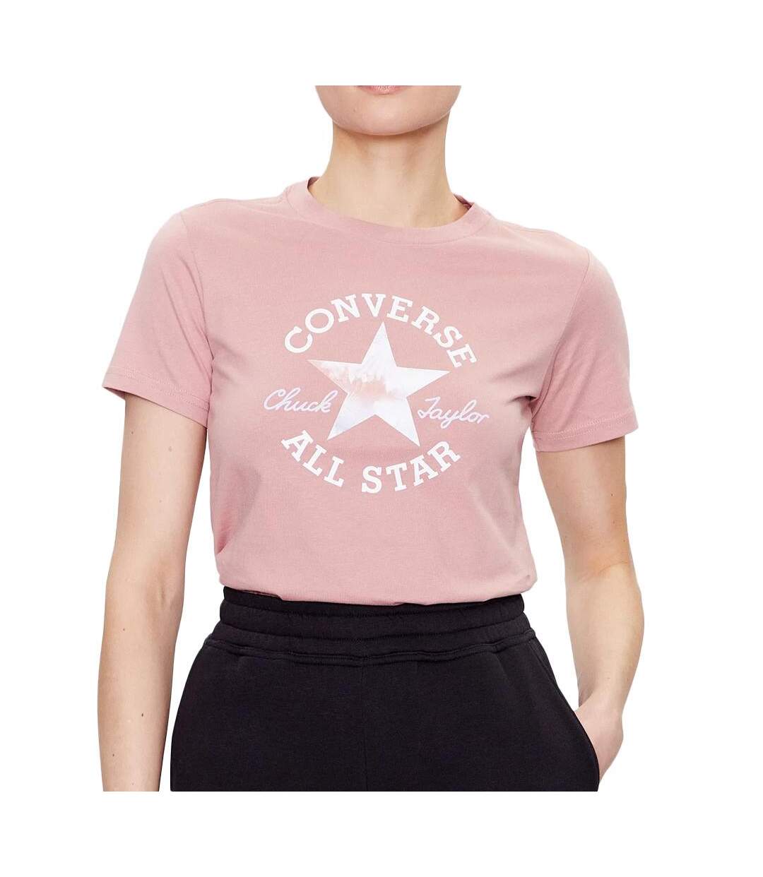 T-shirt Rose Femme Converse Chuck Patch 10025041 - L-1