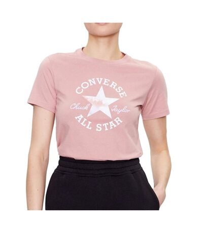 T-shirt Rose Femme Converse Chuck Patch 10025041 - L