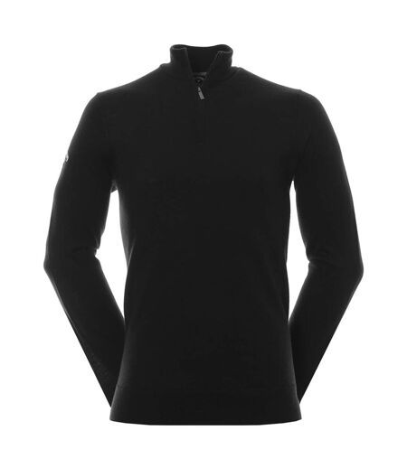 Callaway Mens Ribbed Zip Merino Sweater (Black Onyx)