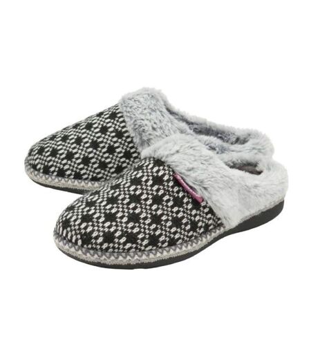 Ladies Cosy Memory Foam Open Back Knitted Slippers