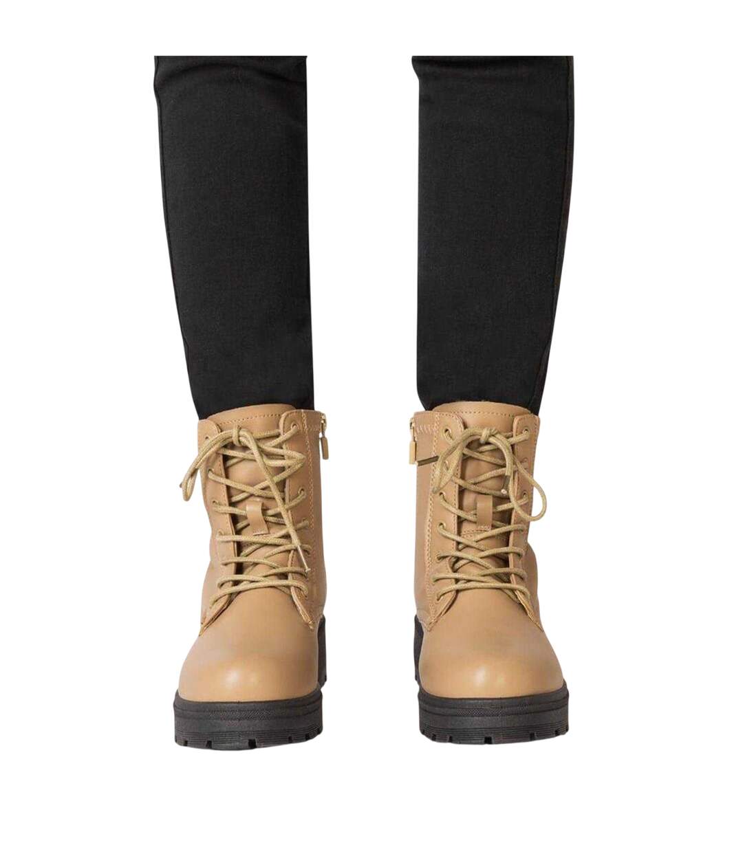 Bottines Motif/style Motard Femme Marron Clair I Saw It First-4