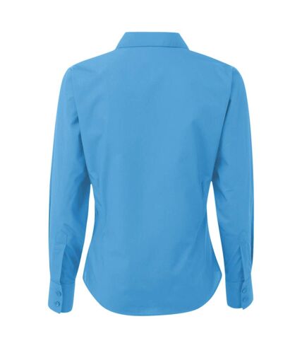 Premier Womens/Ladies Poplin Long Sleeve Blouse / Plain Work Shirt (Sapphire) - UTRW1090