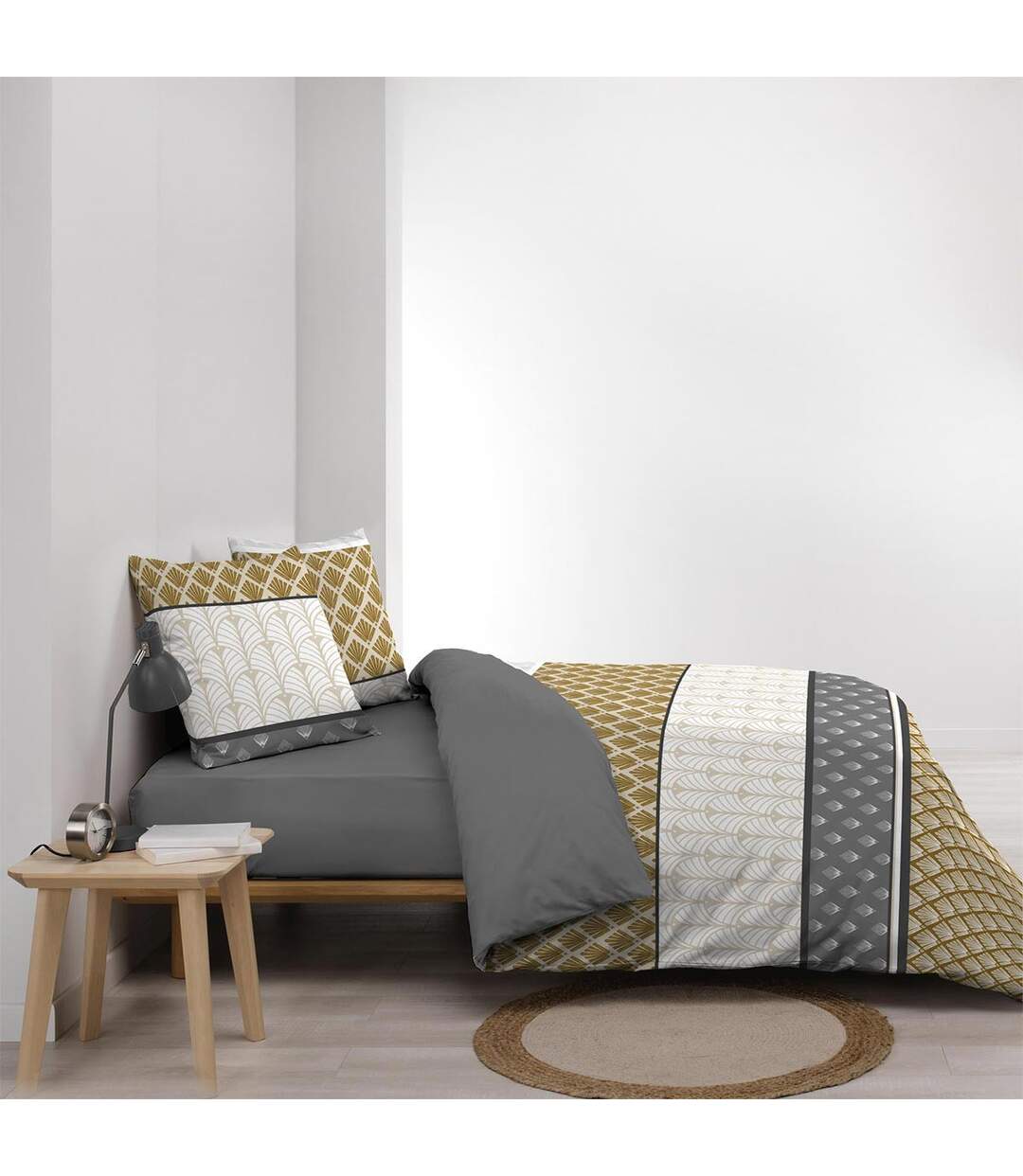 Parure de Lit 3 Pièces Stria 240x220cm Ocre-3