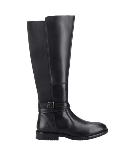 Womens/ladies Victoria Leather Long Boots Black Hush Puppies