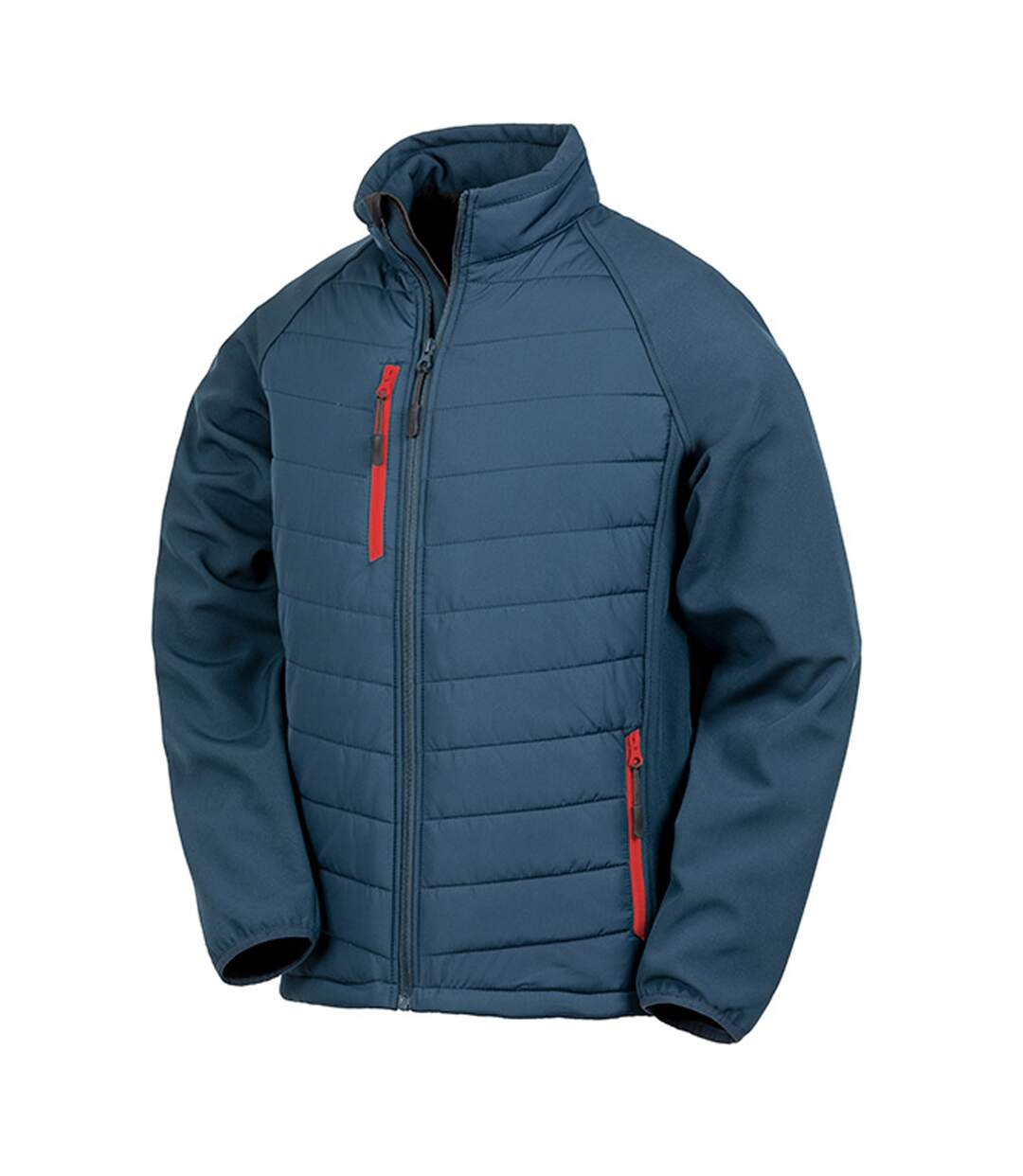 Mens black compass padded soft shell jacket navy/red Result-1