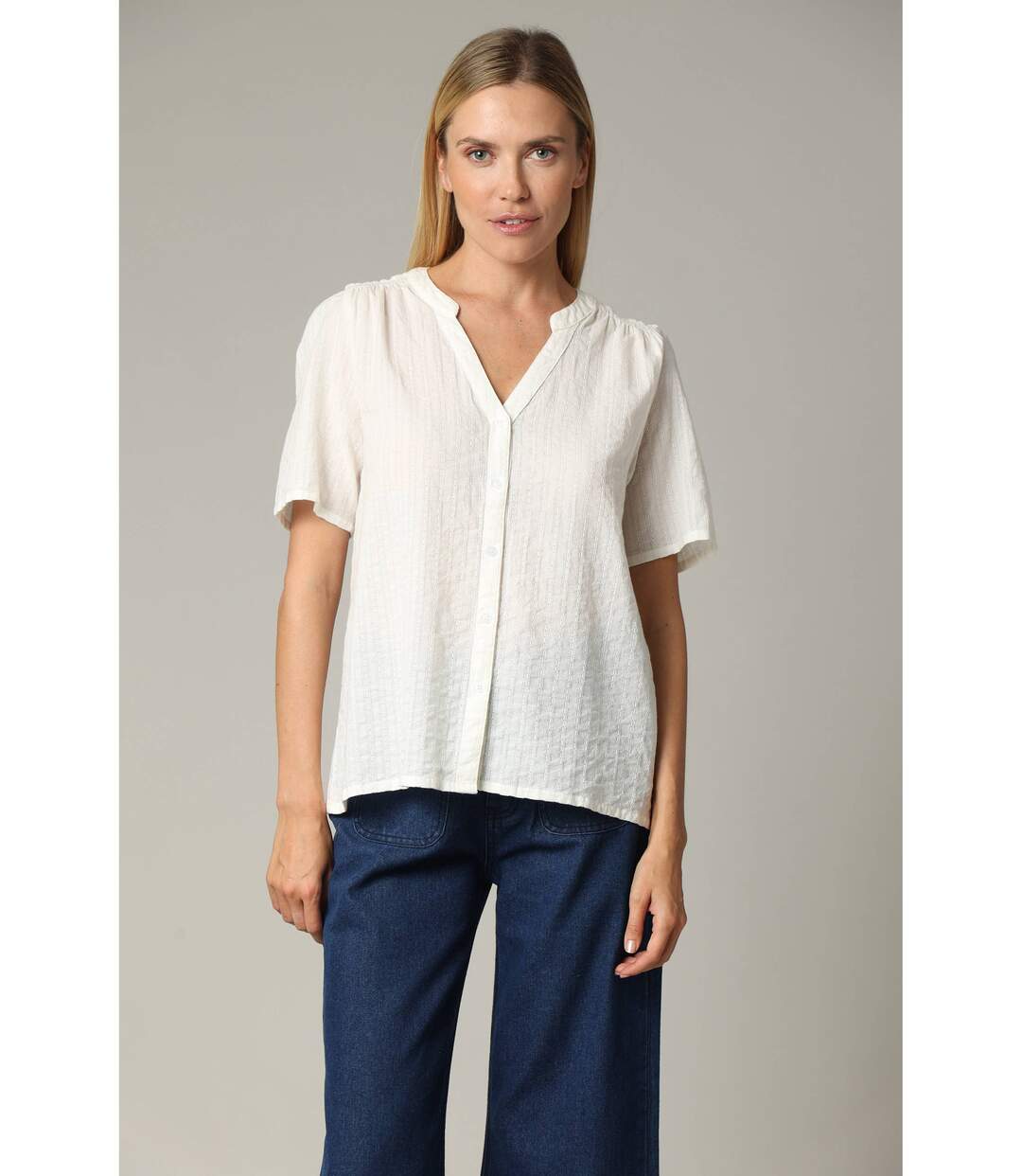 Blouse COLEEN 100% coton à la coupe ample teinte unie COLEEN-2