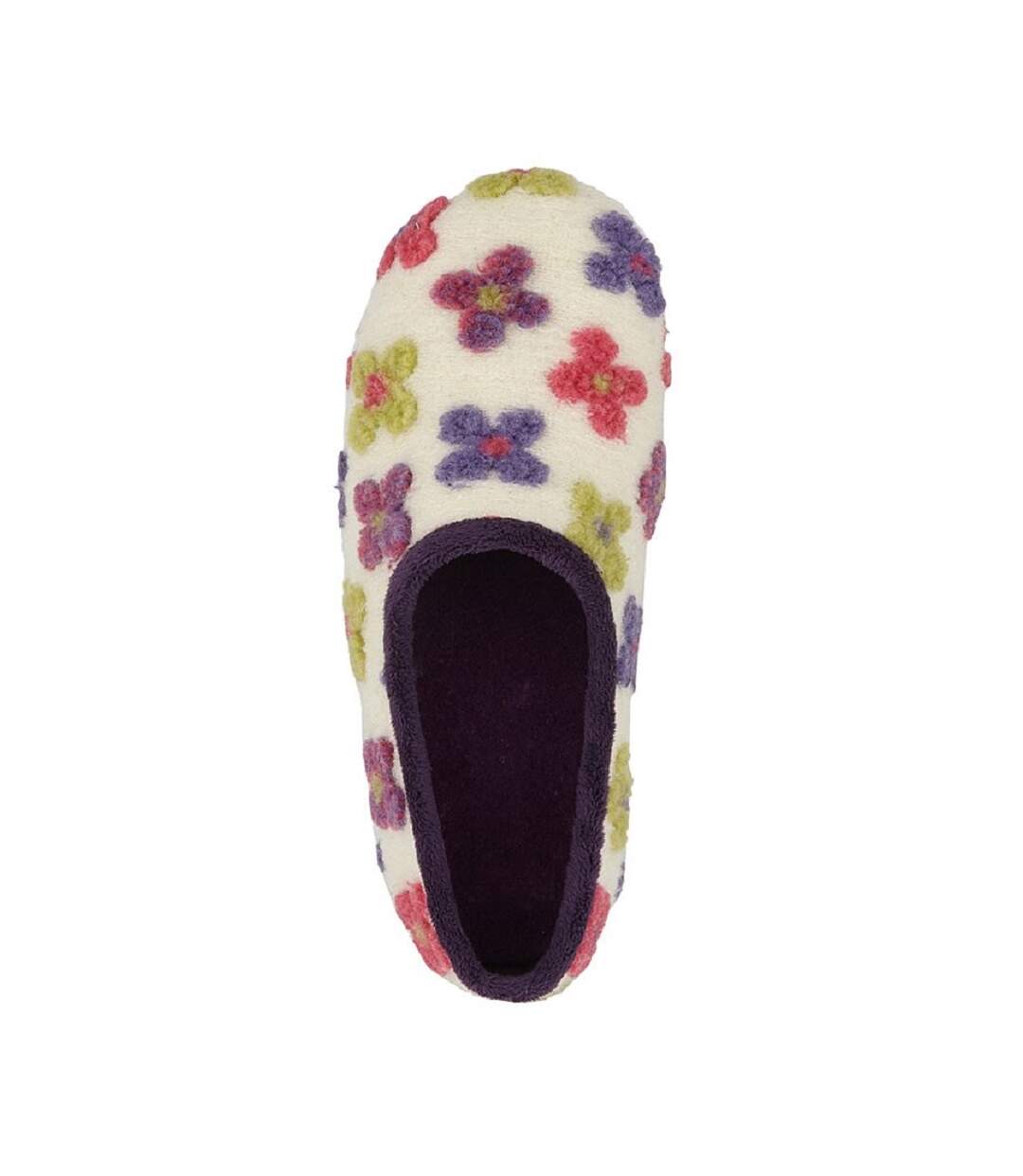 Womens/ladies Gracie Floral Memory Foam Slippers Grey Multicoloured Sleepers-1