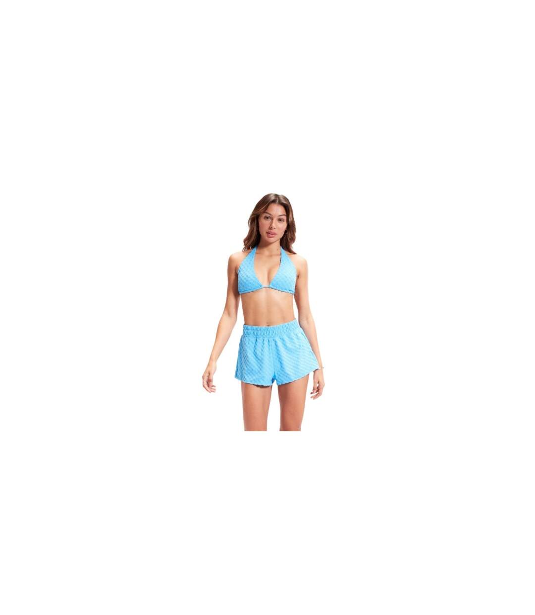Womens/ladies Tri-fold Terrycloth Swimming Bikini Top Blue Speedo-1
