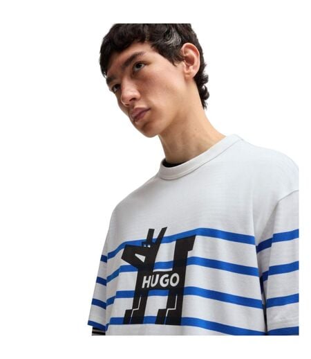 T-shirt Style Chien Nolastripe Homme Blanc Hugo