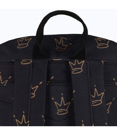 Unisex Black King Crown Pattern Backpack with Padded Straps | School Travel Bag