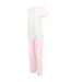 Womens/ladies stripe pyjama set white/pink Towel City-3