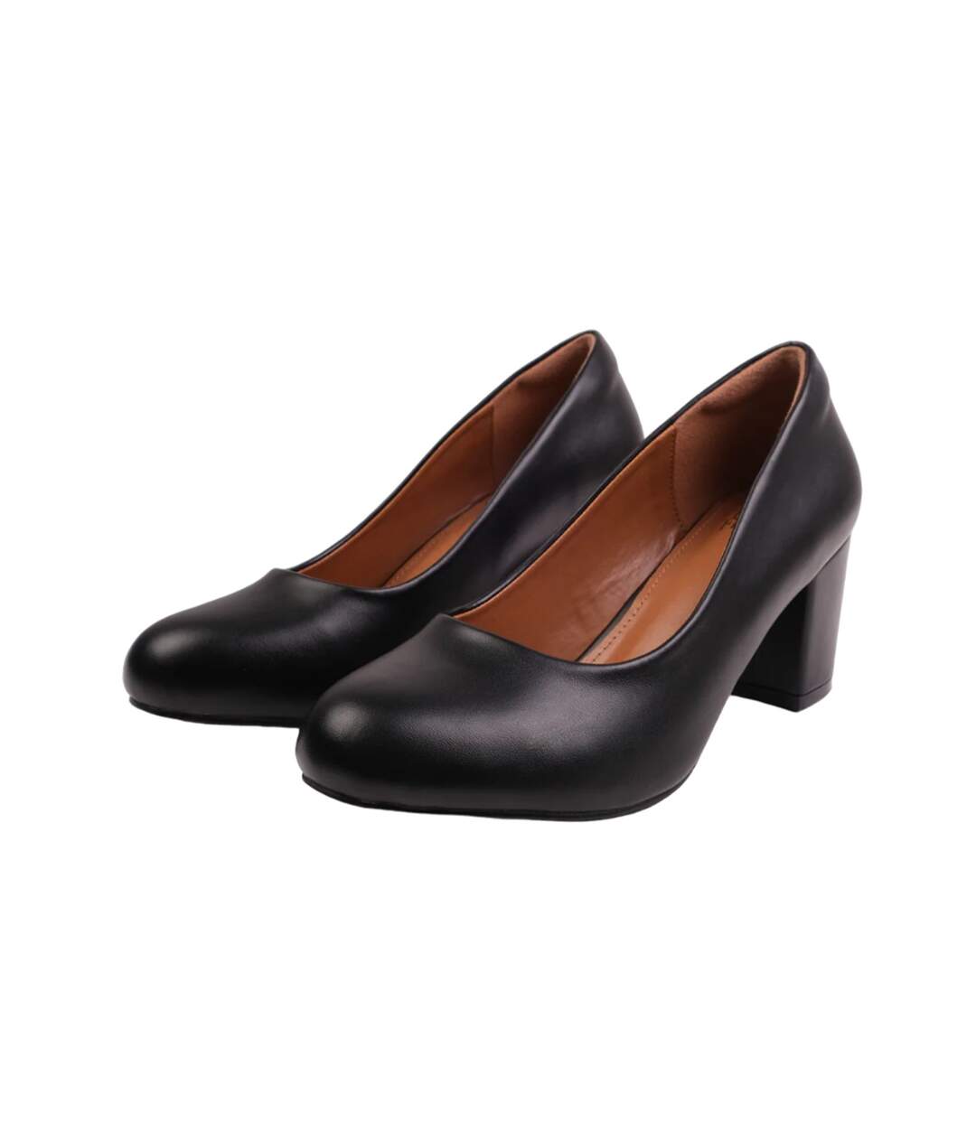 Womens/ladies extra wide medium block heel court shoes black Where´s That From-1