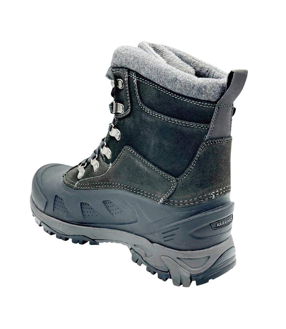Mens Suede Contrast Winter Boots Black Karrimor-4