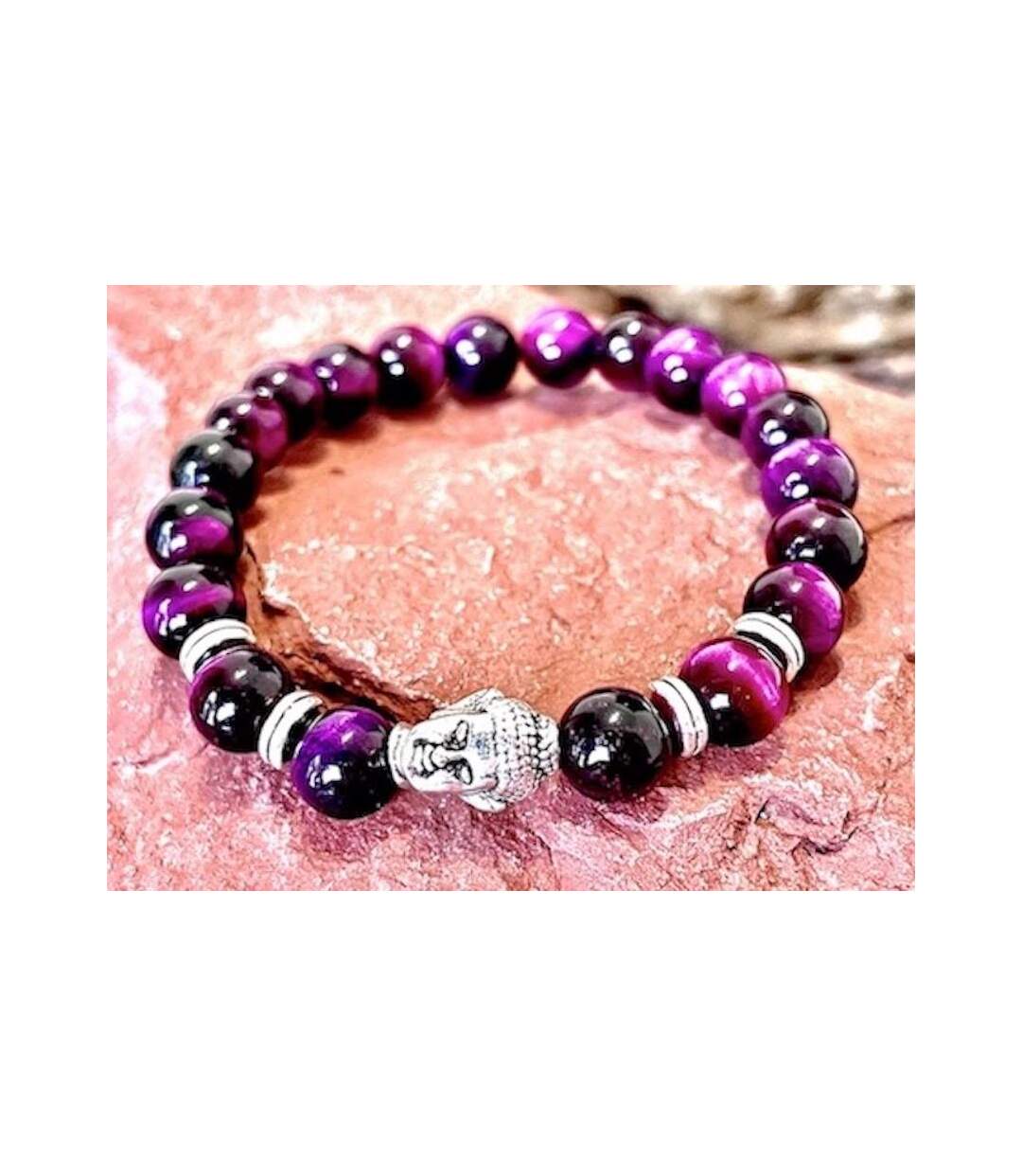 Bracelet bouddha en oeil de tigre mauve-2