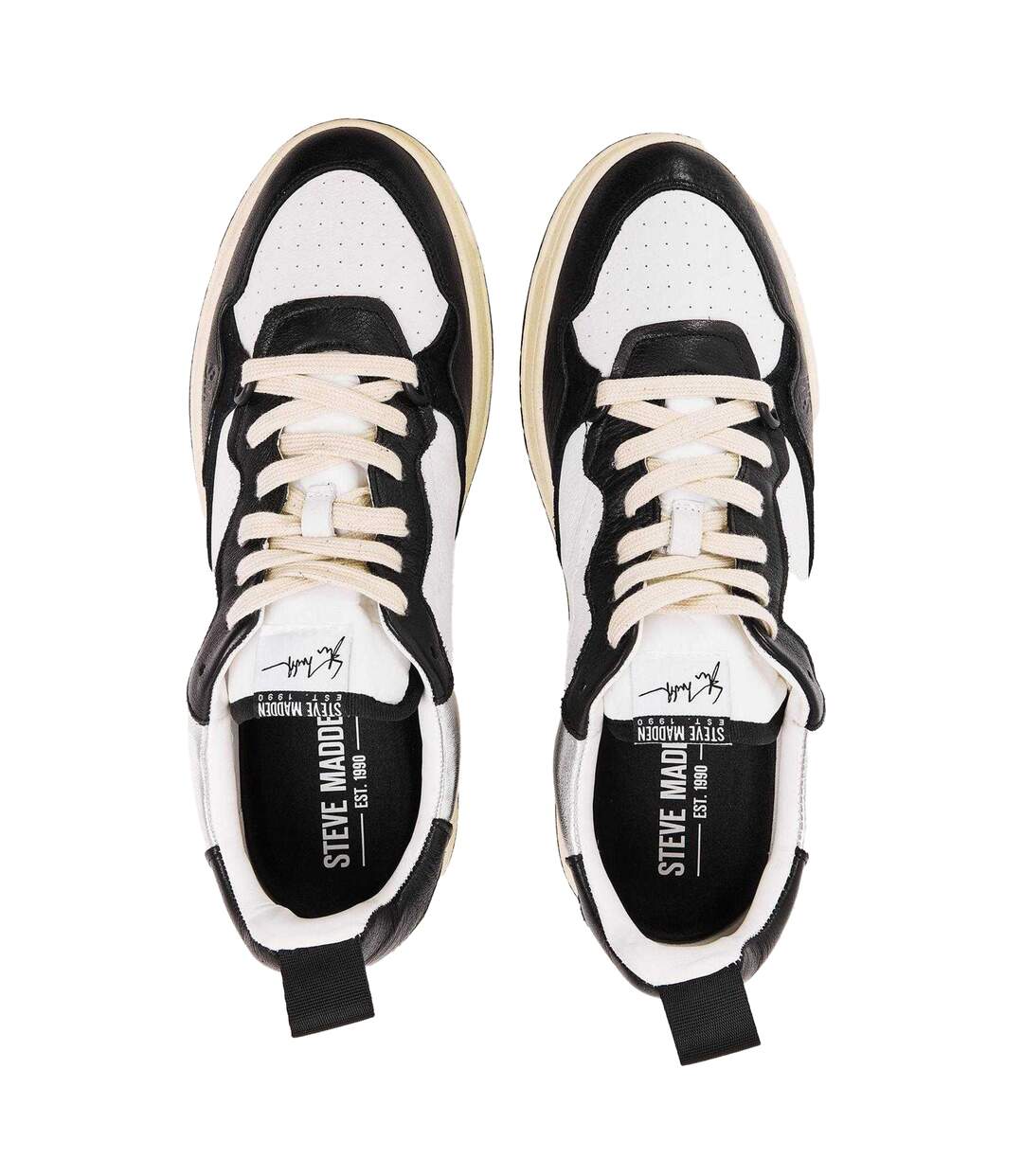 Mens Easton Trainers Black White Steve Madden-3